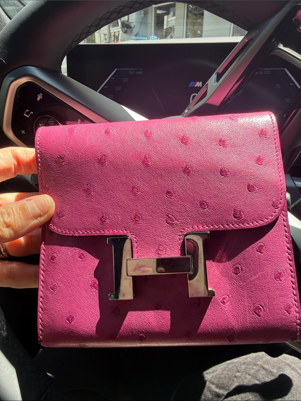 Hermès Constance Compact Wallet Fuchsia Ostrich Exotic Leather
